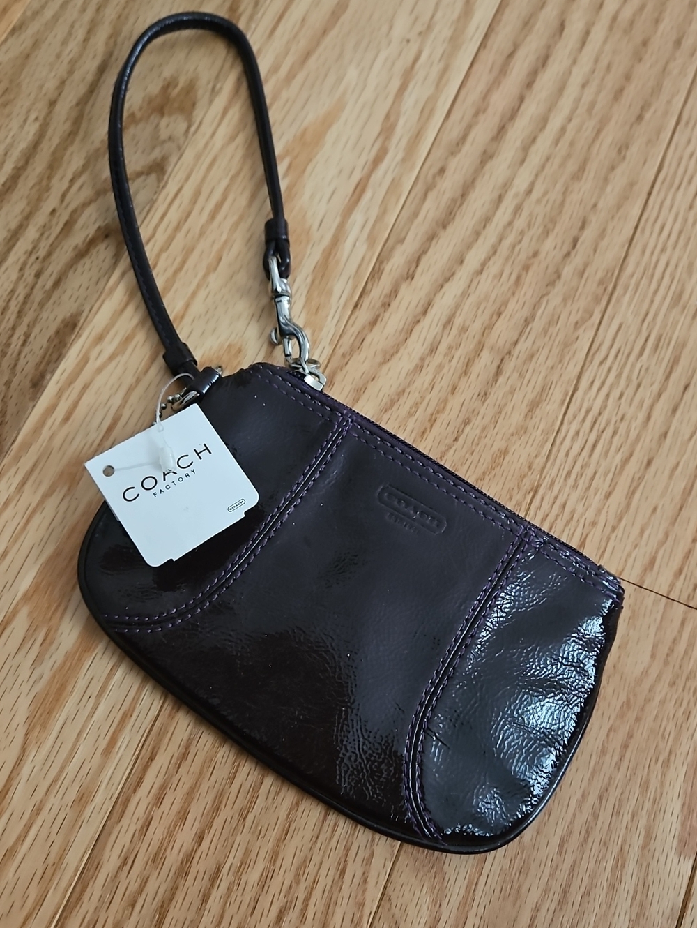 Coach Plum Patent Leather Wristlet Clutch
